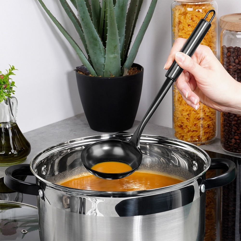 Black steel ladle 60 ml, 30 cm