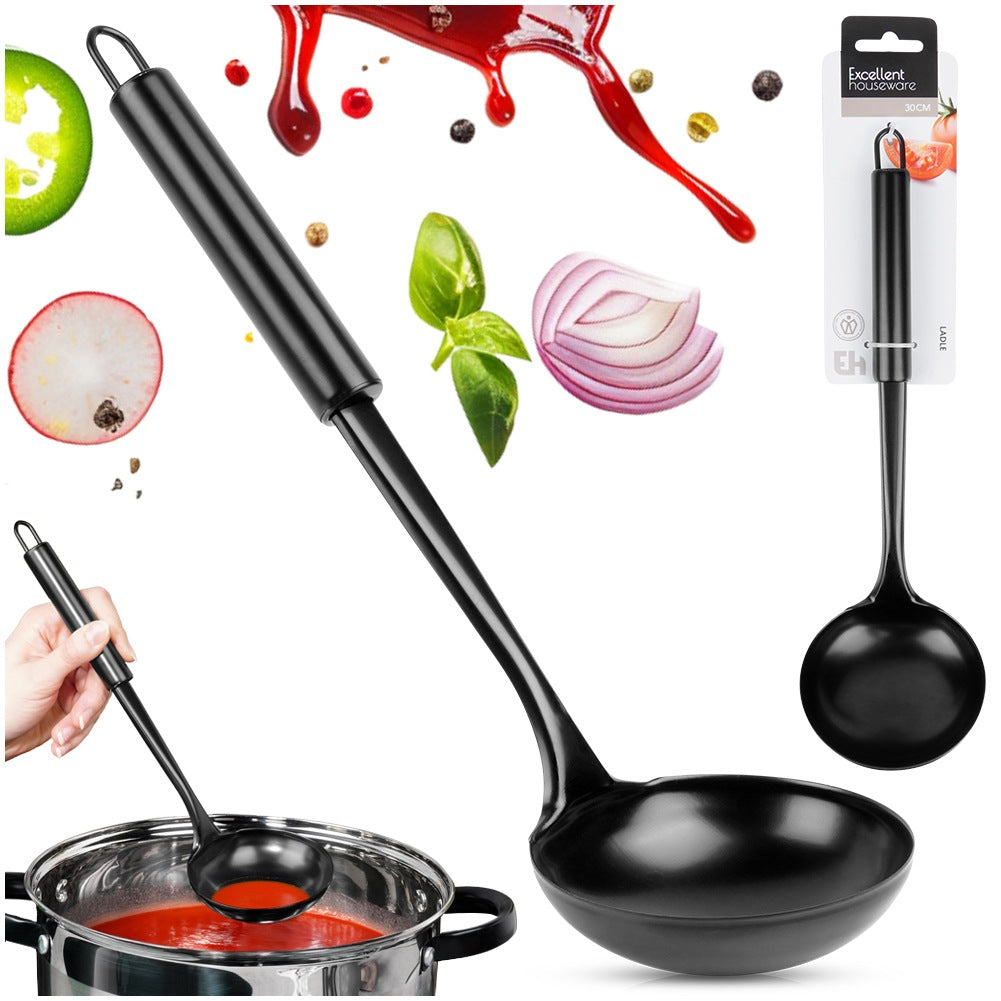 Black steel ladle 60 ml, 30 cm