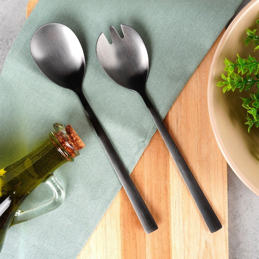 Black steel salad spoons 23.5 cm 2 pcs.