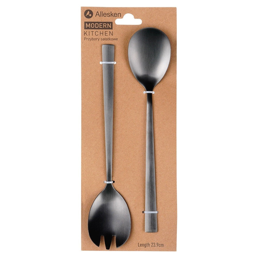 Black steel salad spoons 23.5 cm 2 pcs.