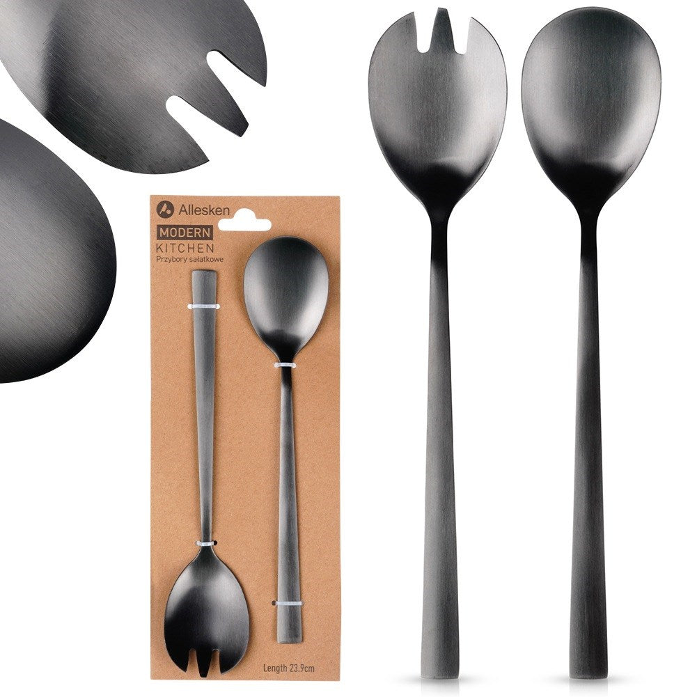 Black steel salad spoons 23.5 cm 2 pcs.