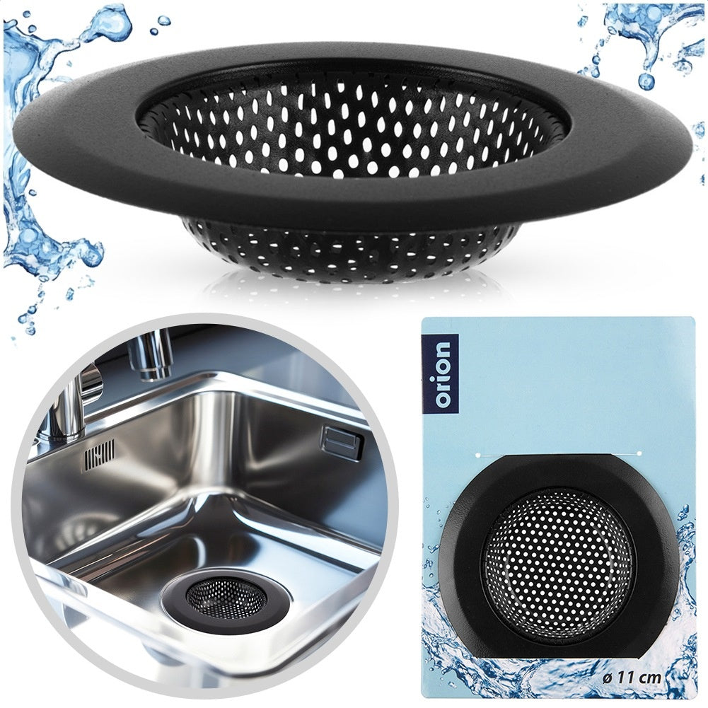Black steel sink strainer 11.5 cm