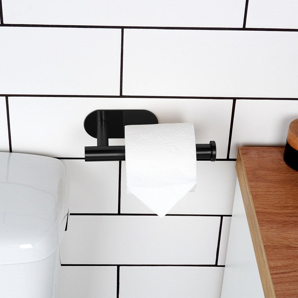 Black steel toilet paper holder