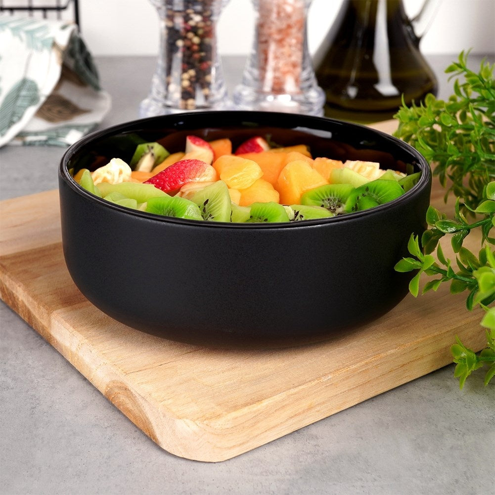 Black stoneware bowl 400 ml, versatile, dishwasher & microwave safe