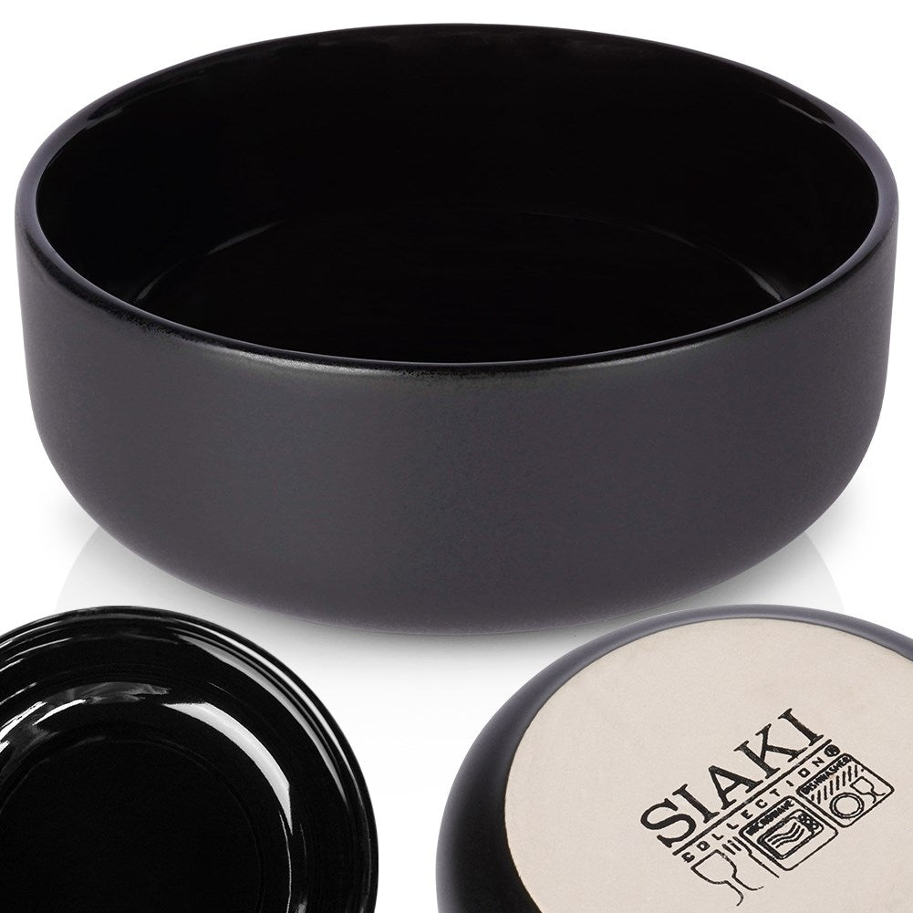 Black stoneware bowl 400 ml, versatile, dishwasher & microwave safe