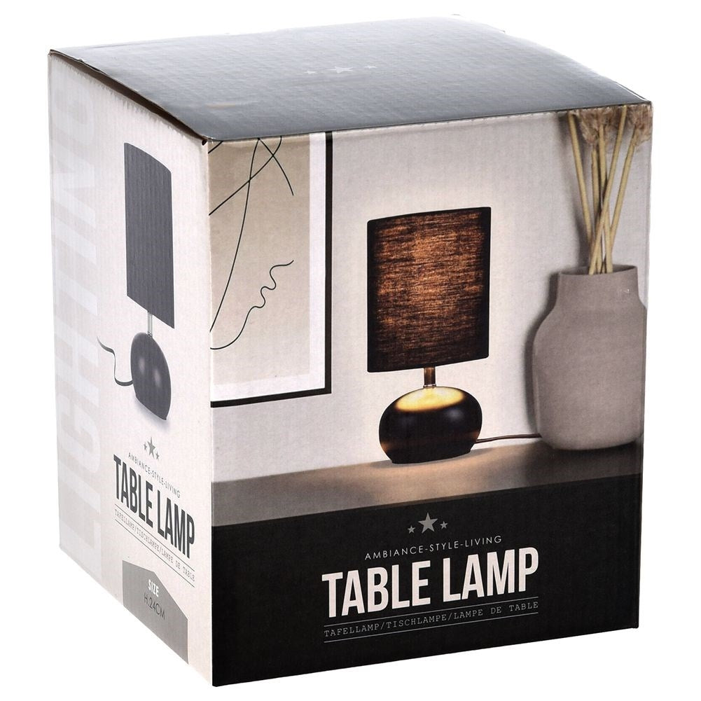 Black table lamp with metal base for home, office, study