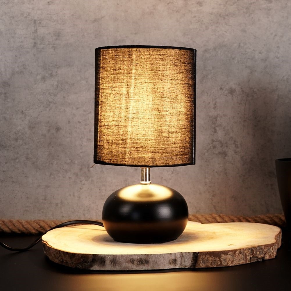 Black table lamp with metal base for home, office, study