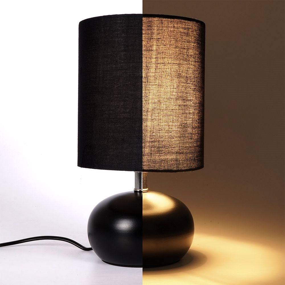 Black table lamp with metal base for home, office, study
