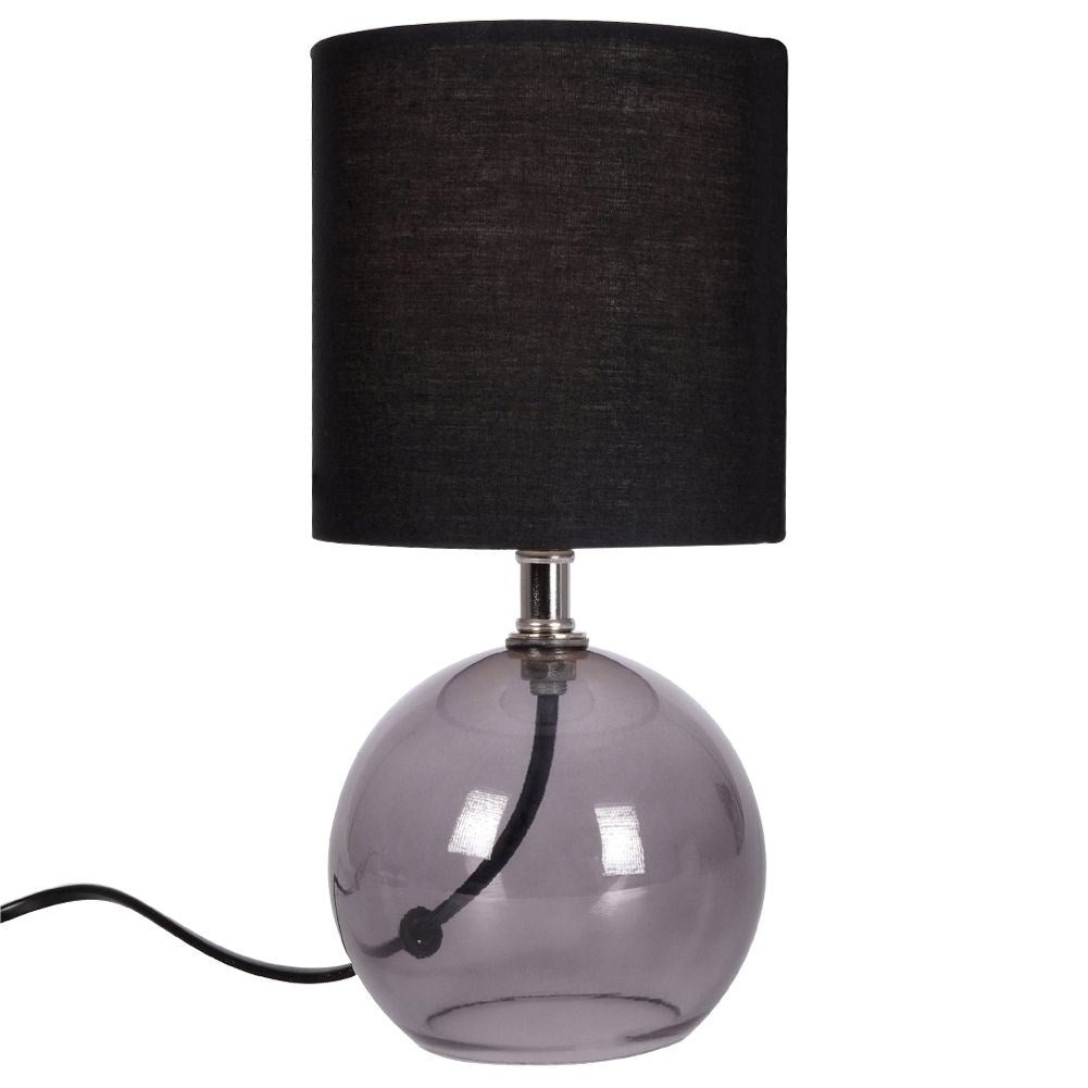 Black table lamp with smoky glass effect for home and office