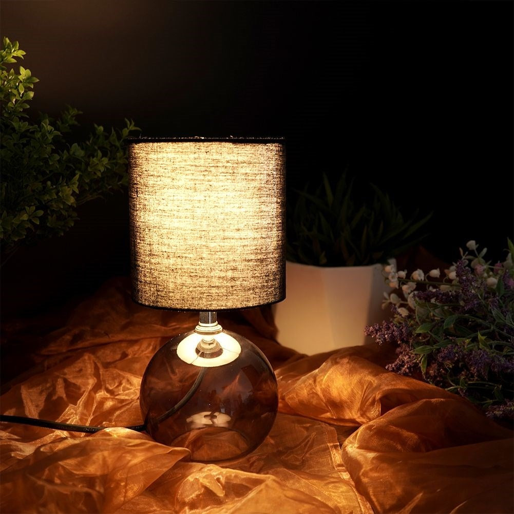 Black table lamp with smoky glass effect for home and office