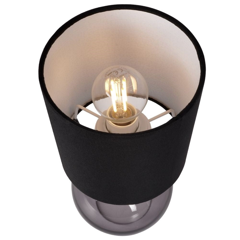 Black table lamp with smoky glass effect for home and office