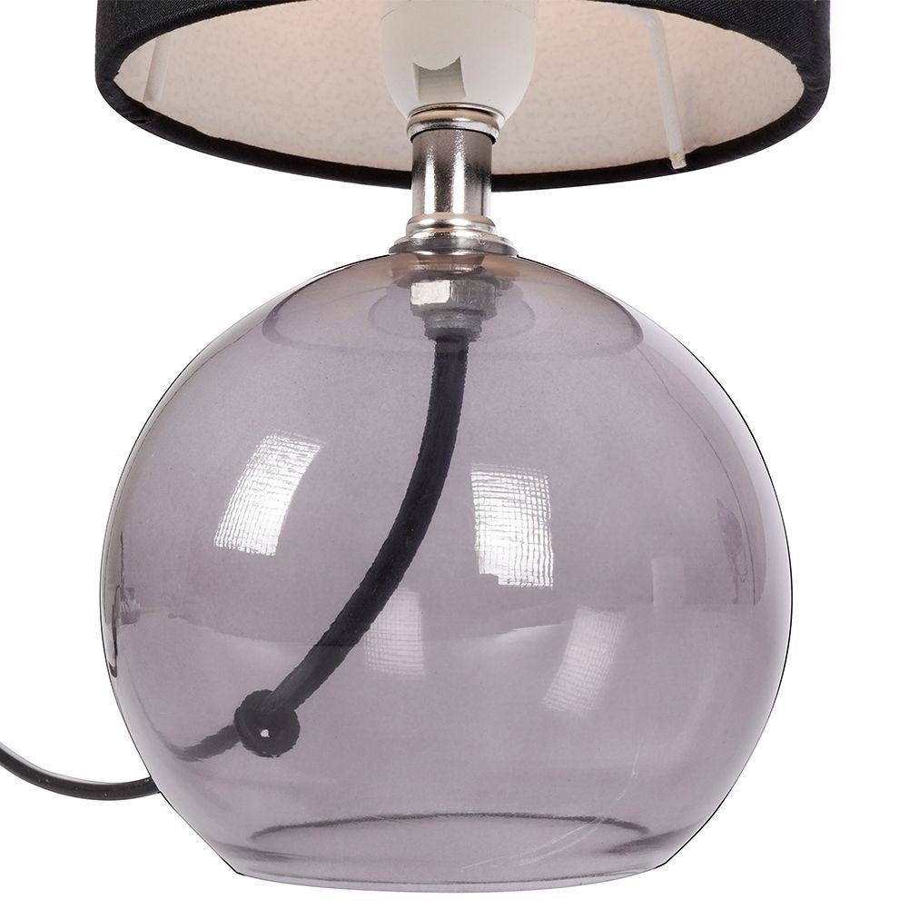 Black table lamp with smoky glass effect for home and office
