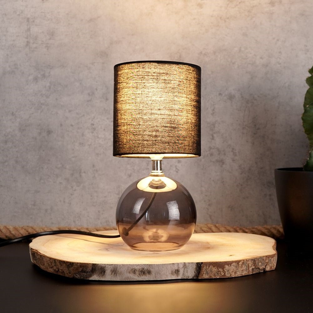 Black table lamp with smoky glass effect for home and office