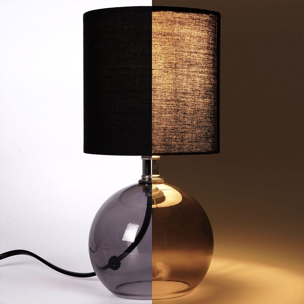 Black table lamp with smoky glass effect for home and office