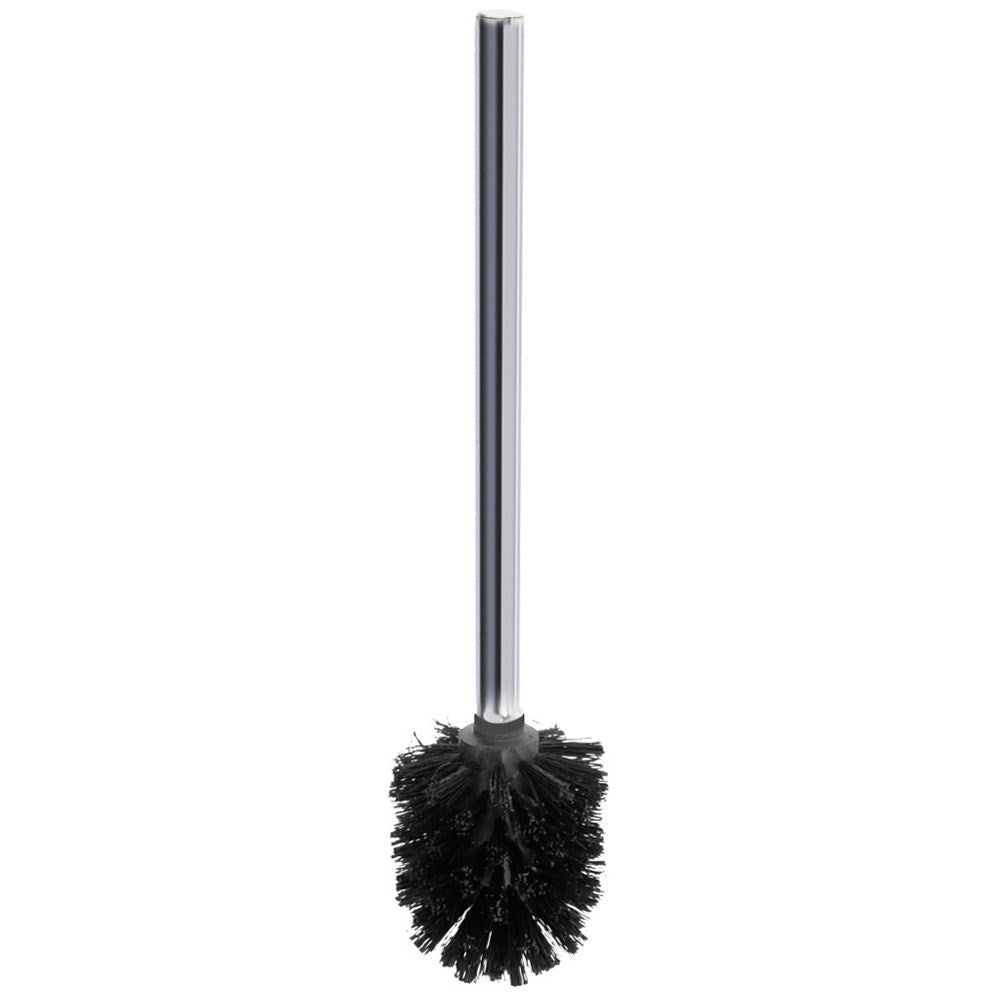 Black toilet brush with replaceable brush, steel and durable
