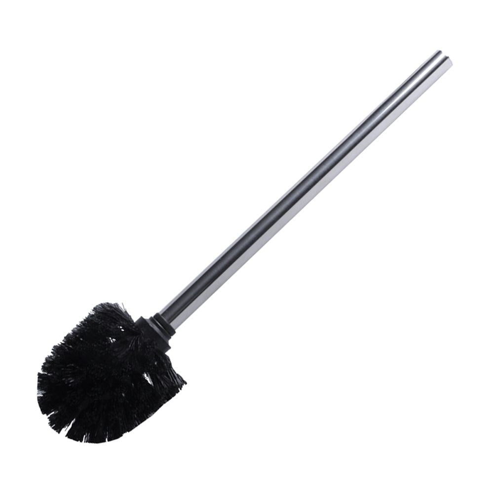 Black toilet brush with replaceable brush, steel and durable