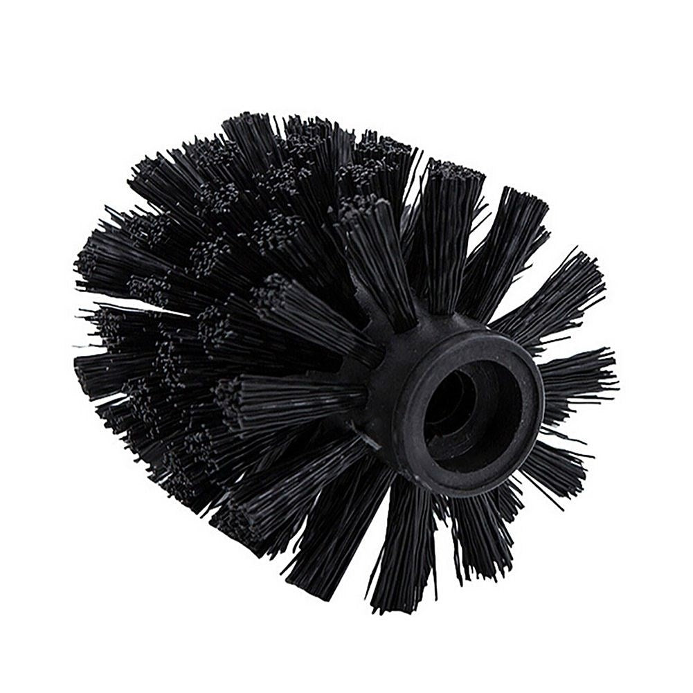 Black toilet brush with replaceable brush, steel and durable