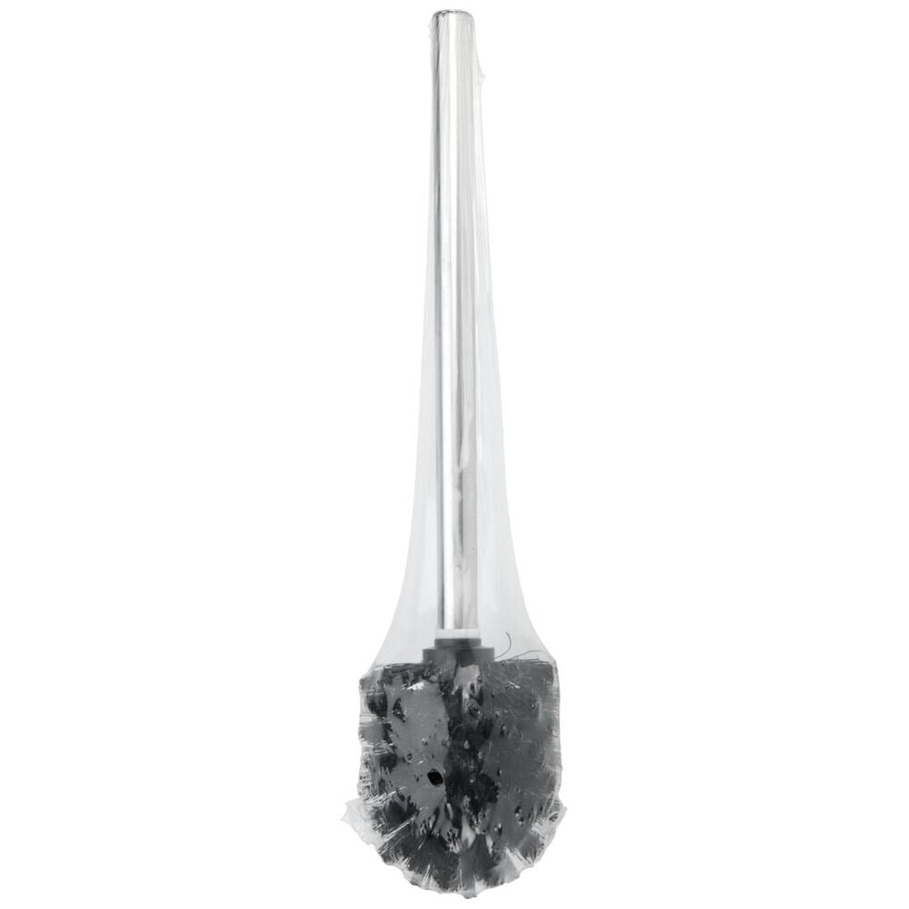 Black toilet brush with replaceable brush, steel and durable