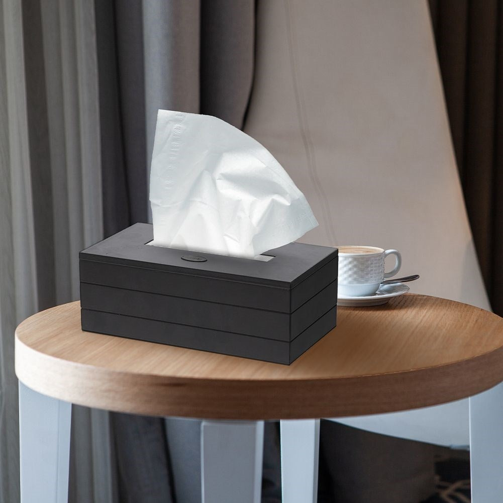 Black universal tissue container with opening