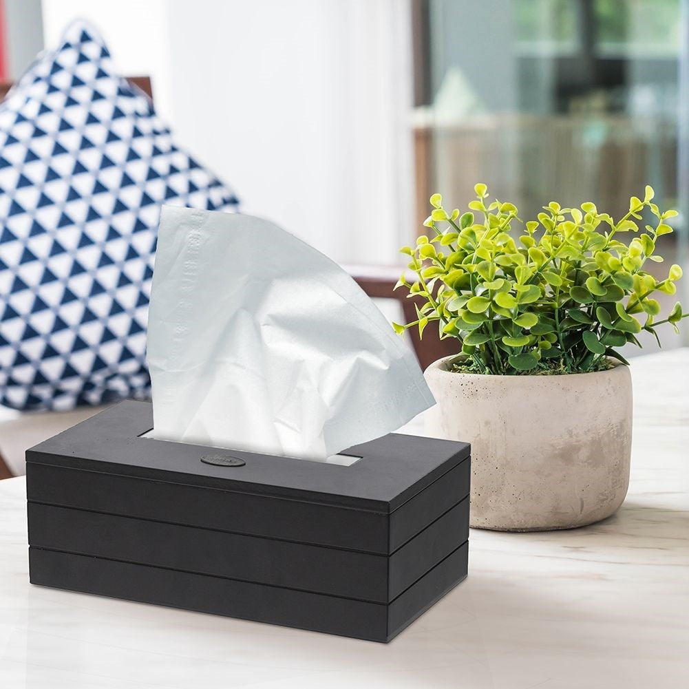Black universal tissue container with opening