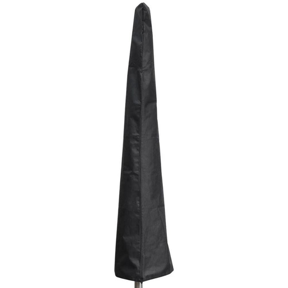 Black, waterproof parasol cover for garden and beach