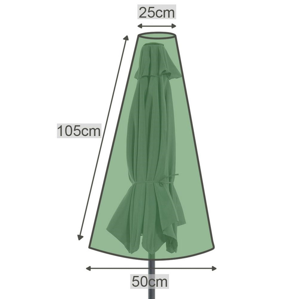Black, waterproof parasol cover for garden and beach