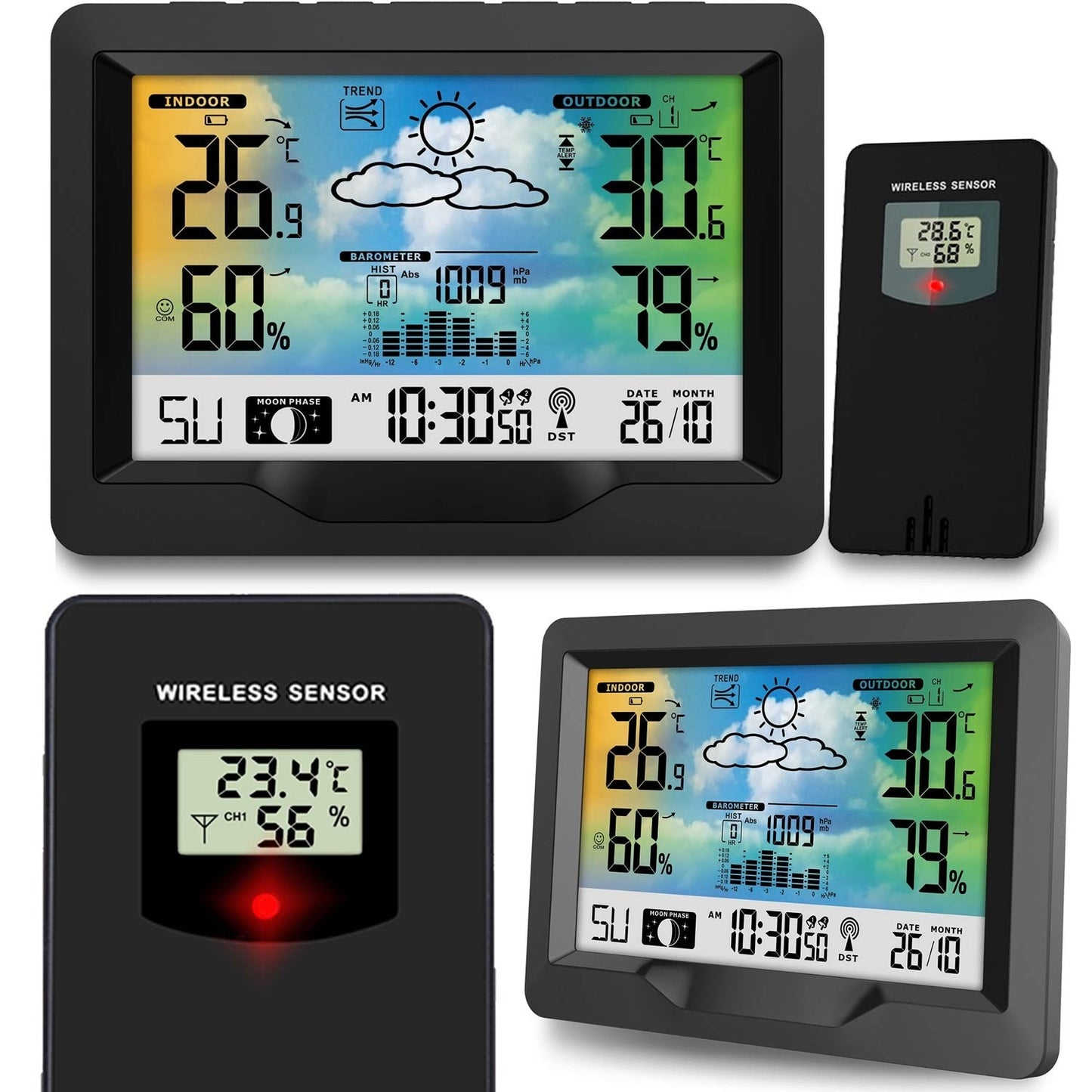 Black weather station with display BD-901