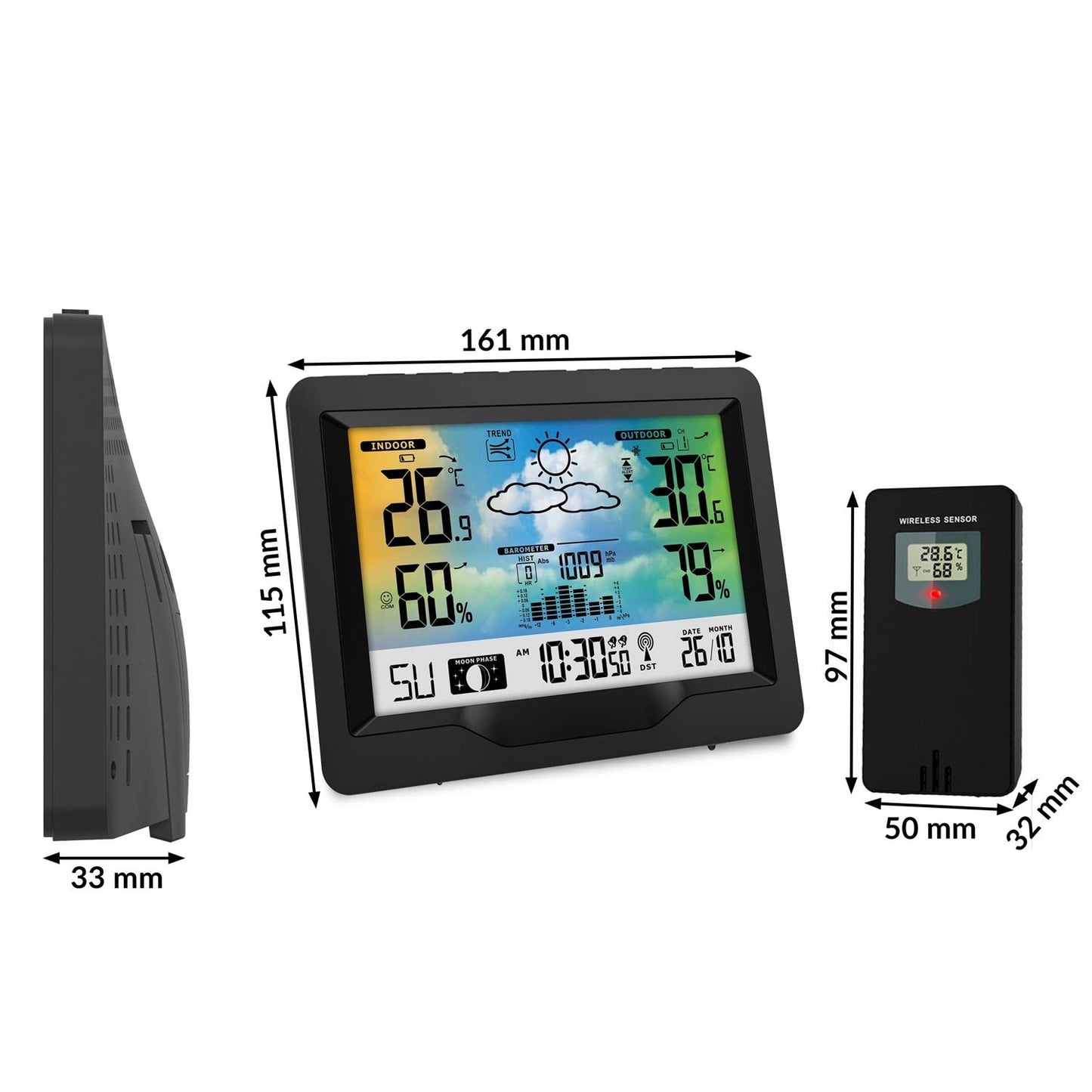 Black weather station with display BD-901