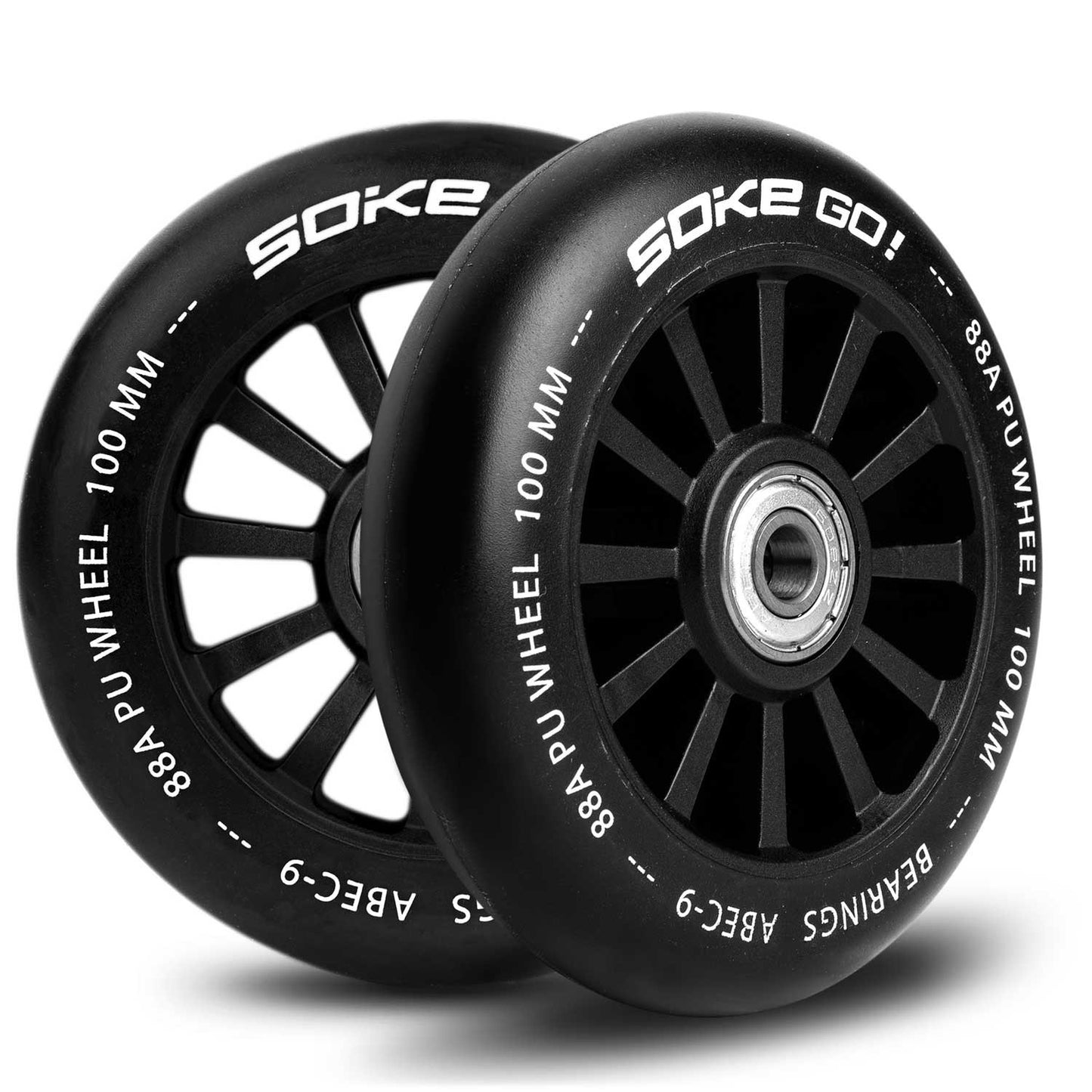 Black wheels for scooter 100 mm - 2 pcs