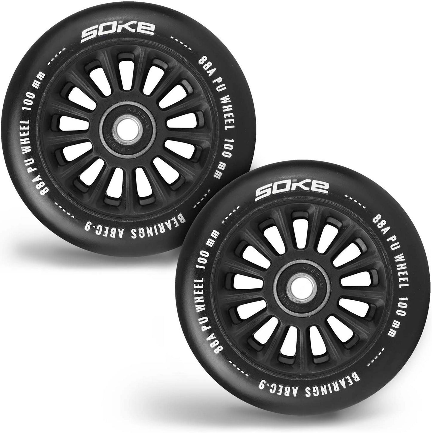 Black wheels for scooter 100 mm (2 pcs)