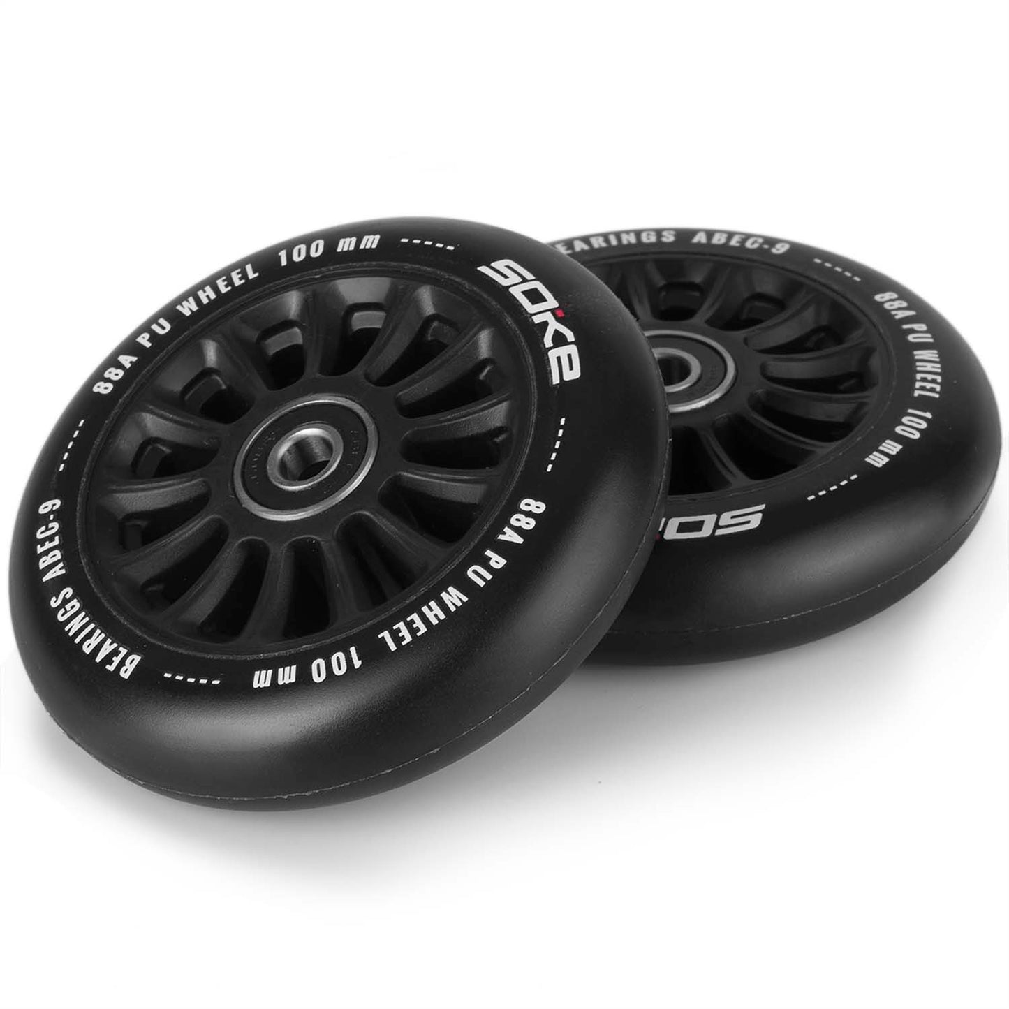 Black wheels for scooter 100 mm (2 pcs)