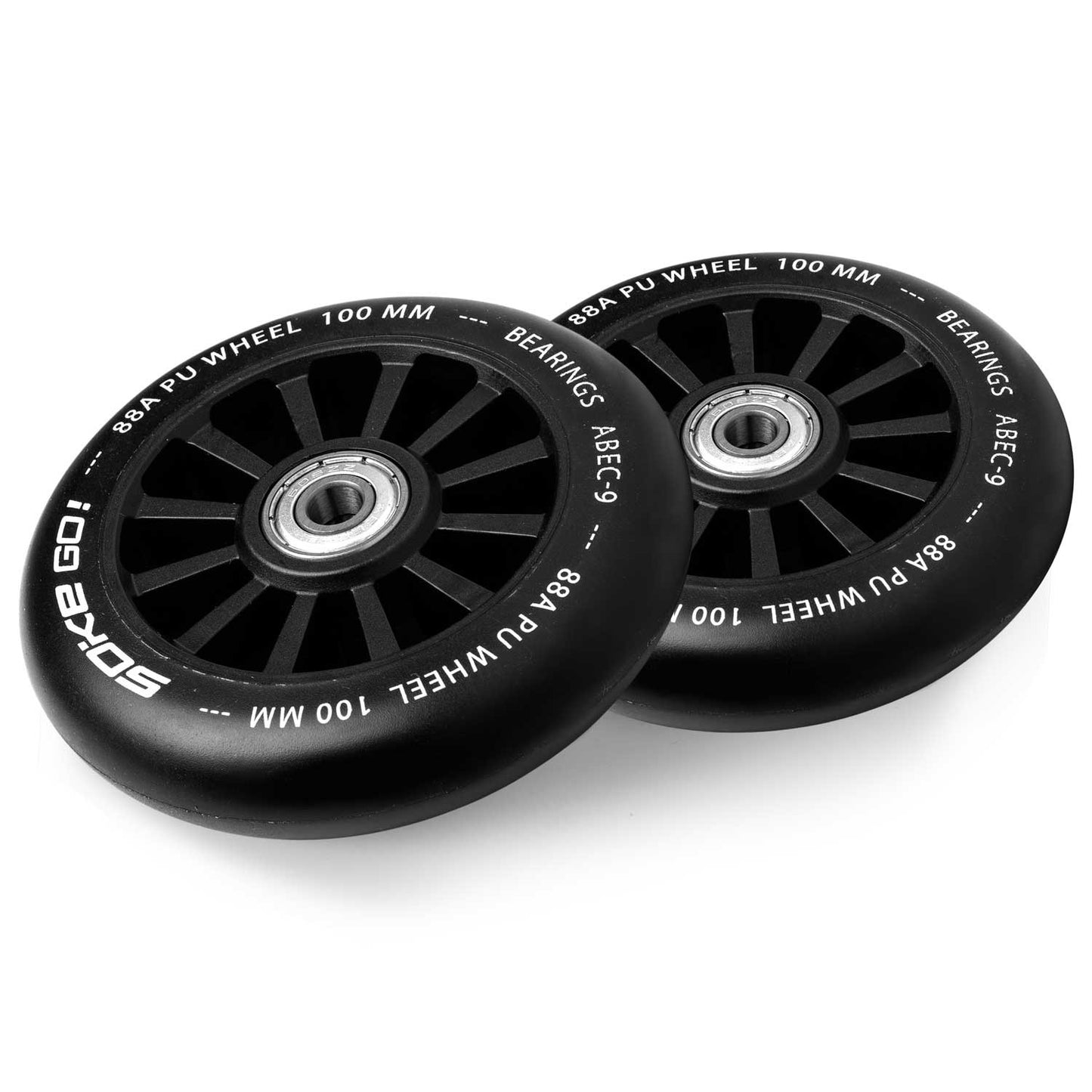 Black wheels for scooter 100 mm - 2 pcs