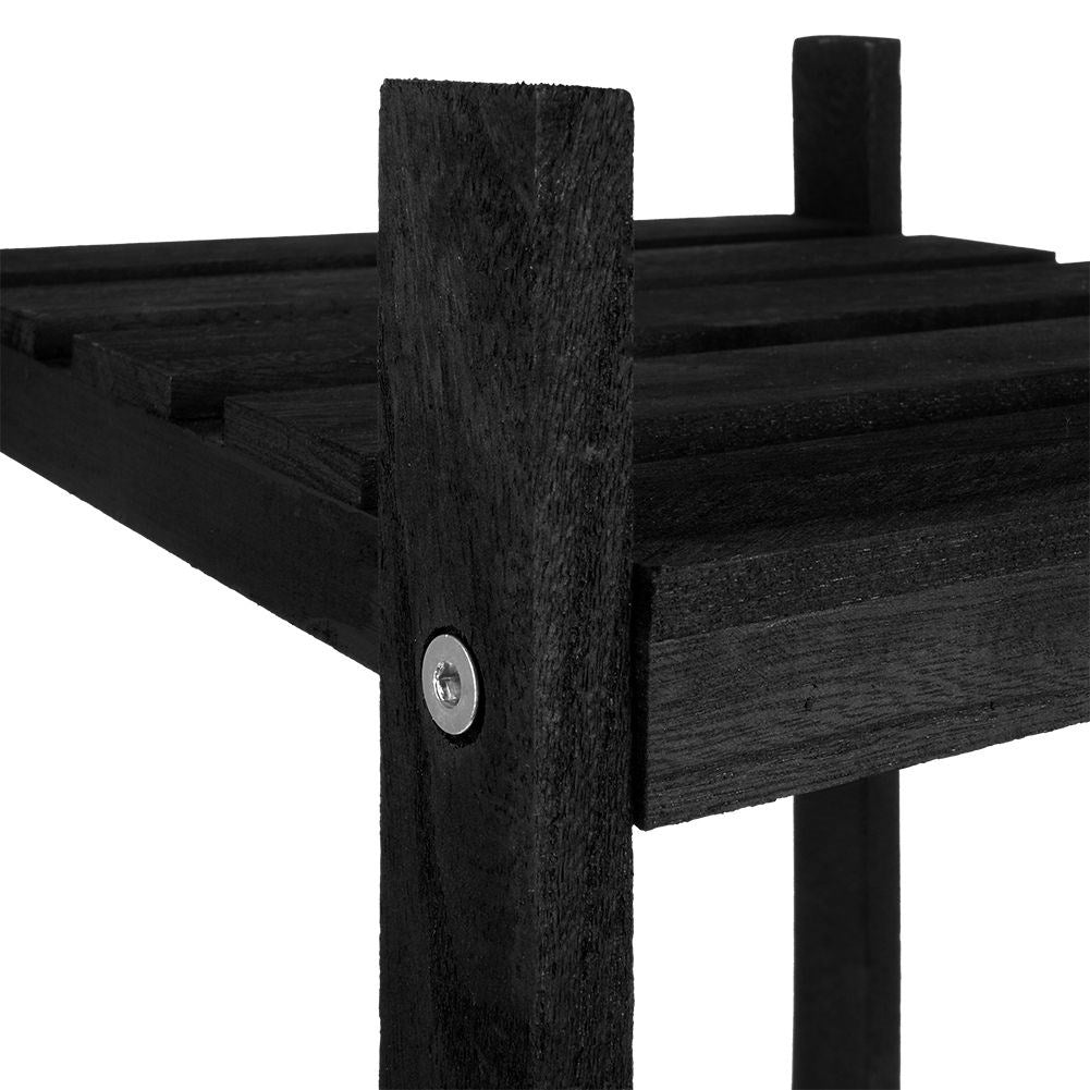 Black wooden flower stand with 4 levels in industrial style