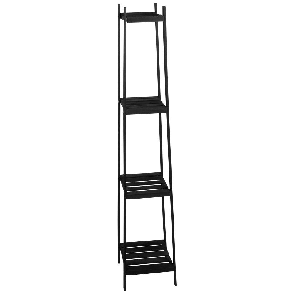 Black wooden flower stand with 4 levels in industrial style