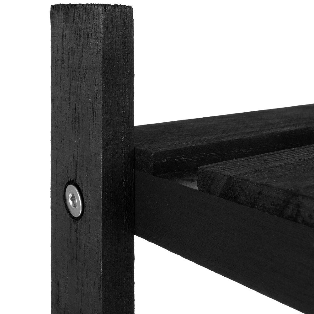 Black wooden flower stand with 4 levels in industrial style