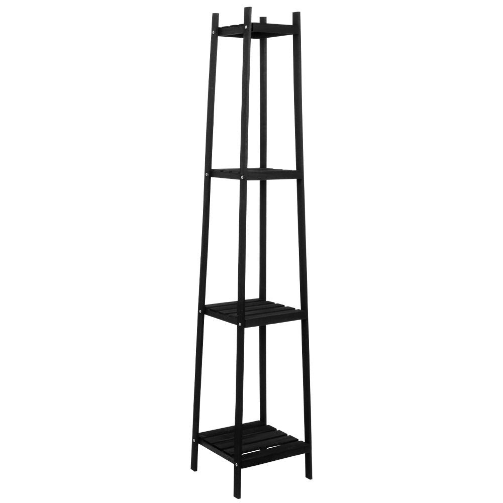 Black wooden flower stand with 4 levels in industrial style