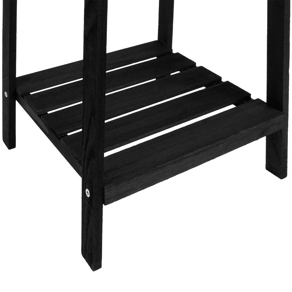 Black wooden flower stand with 4 levels in industrial style