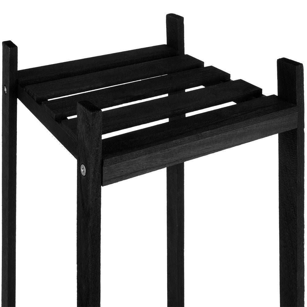 Black wooden flower stand with 4 levels in industrial style