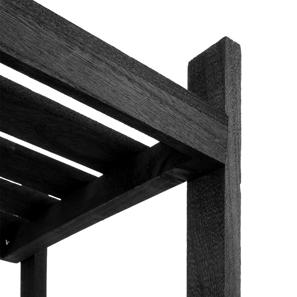 Black wooden flower stand with 4 levels in industrial style