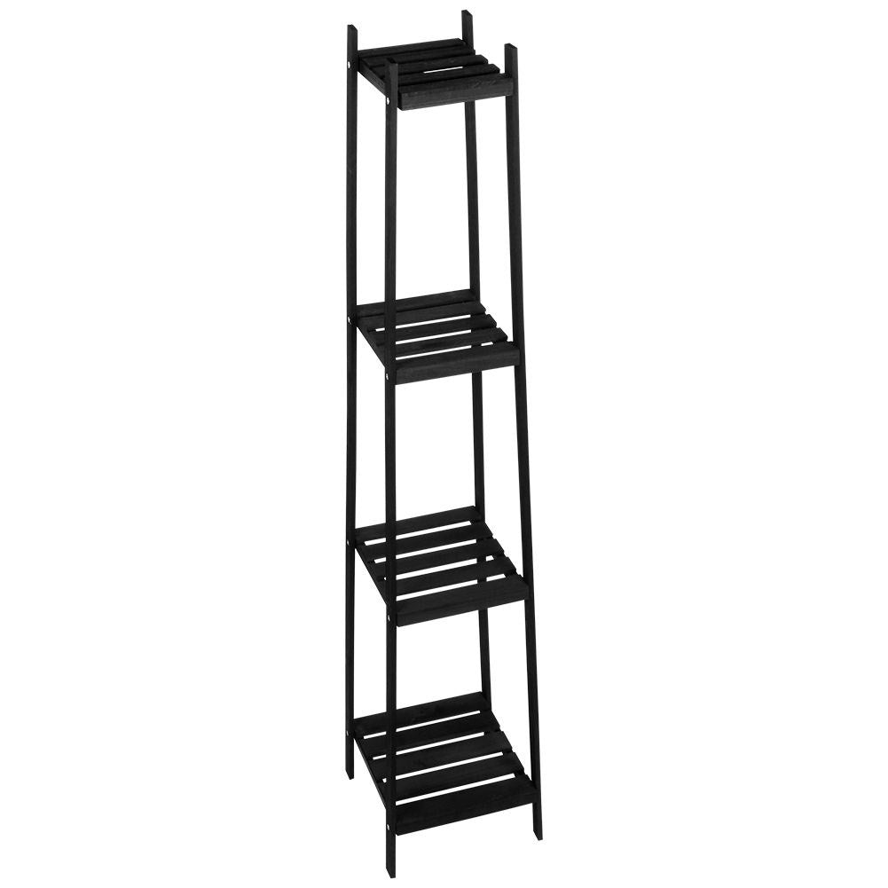 Black wooden flower stand with 4 levels in industrial style