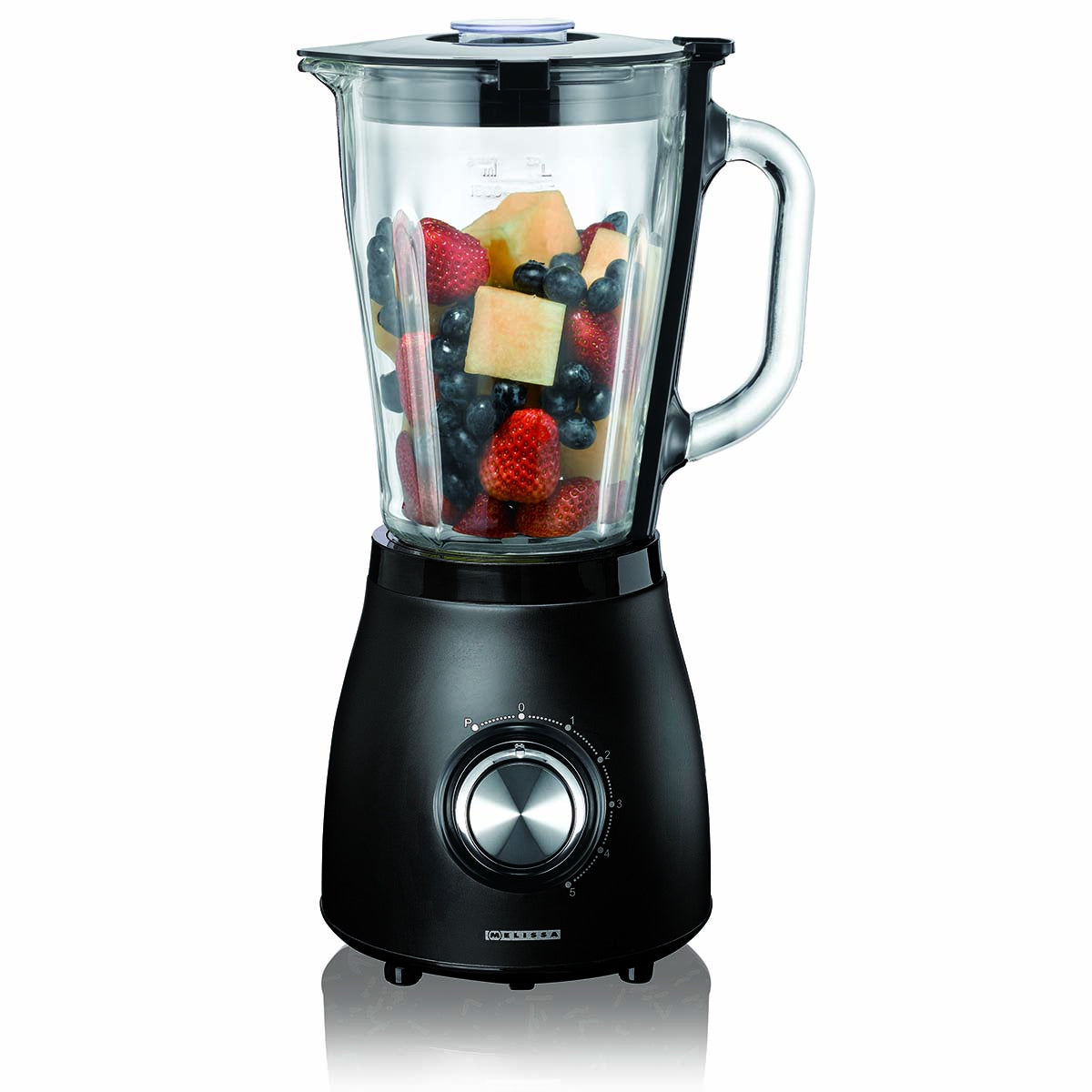 Blender 1.5L Glass Jug, 500W, 5 Speeds, Matte Black