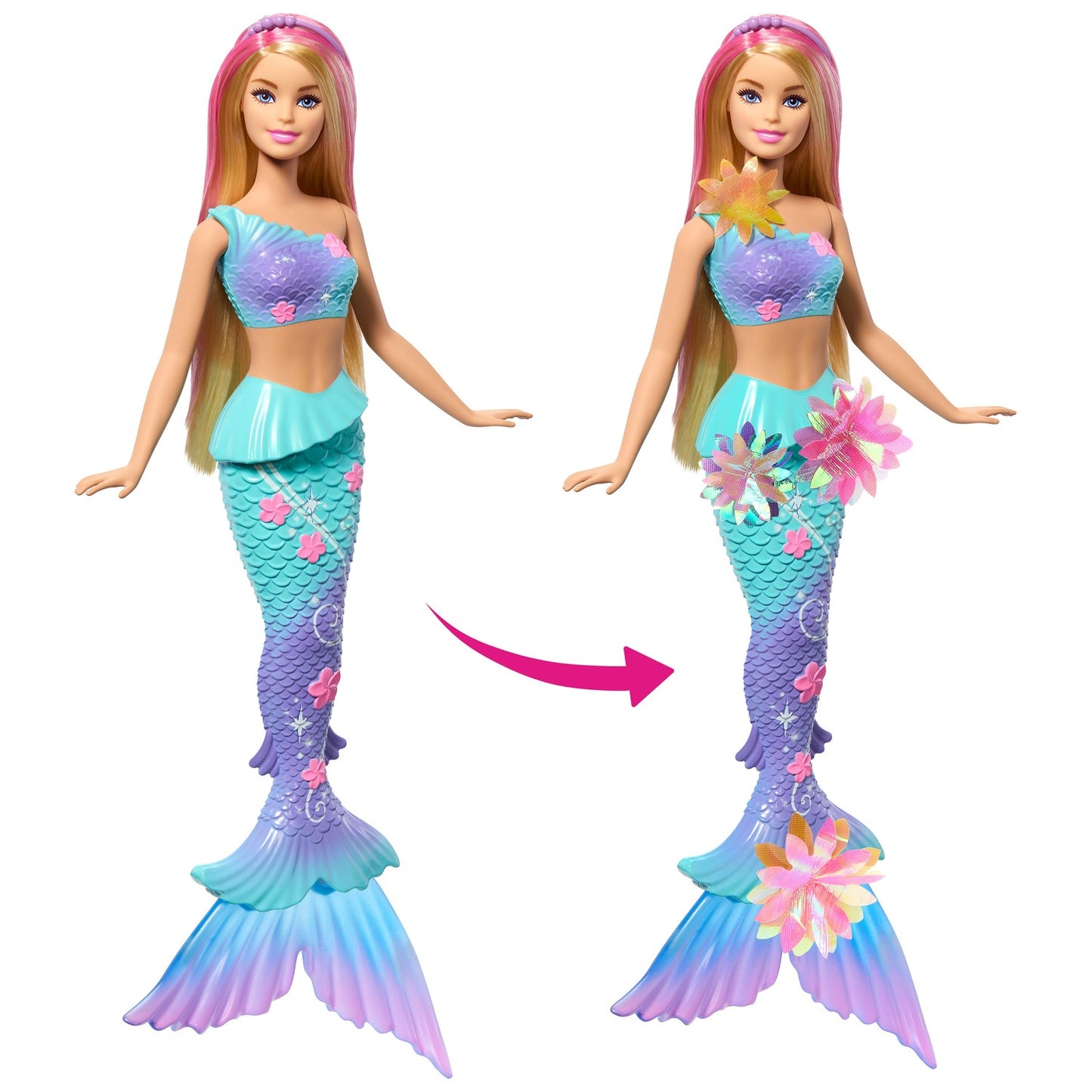 Mermaid Doll with Blooming Flowers, Underwater Play