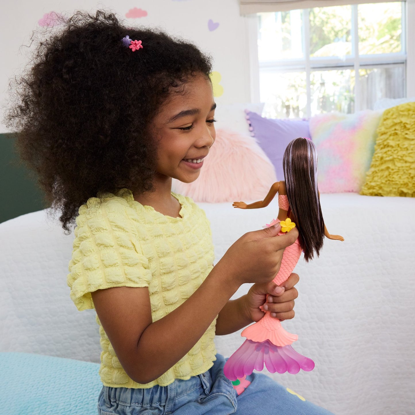 Mermaid Doll with Blooming Flowers, Underwater Play