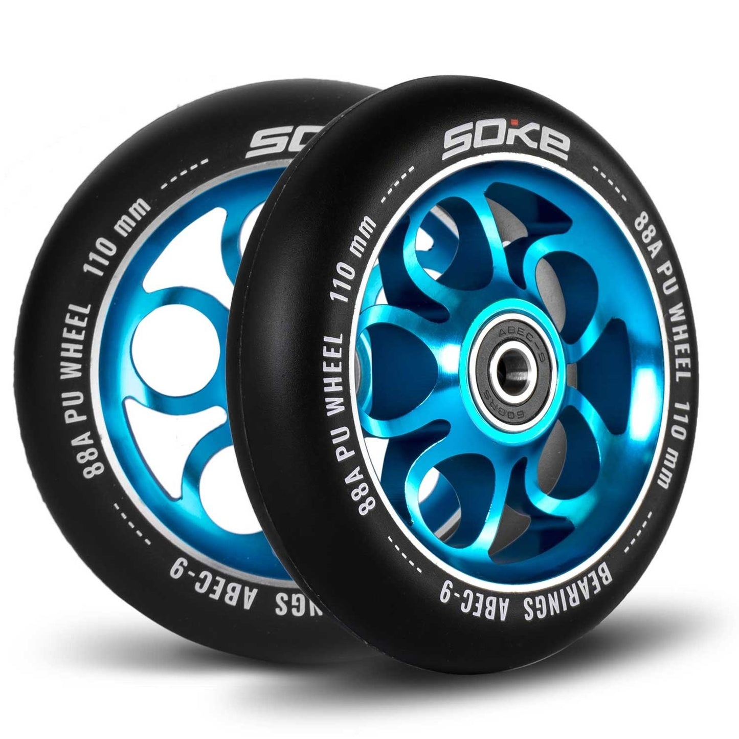 Blue 110 mm wheels for scooter, 2-pack