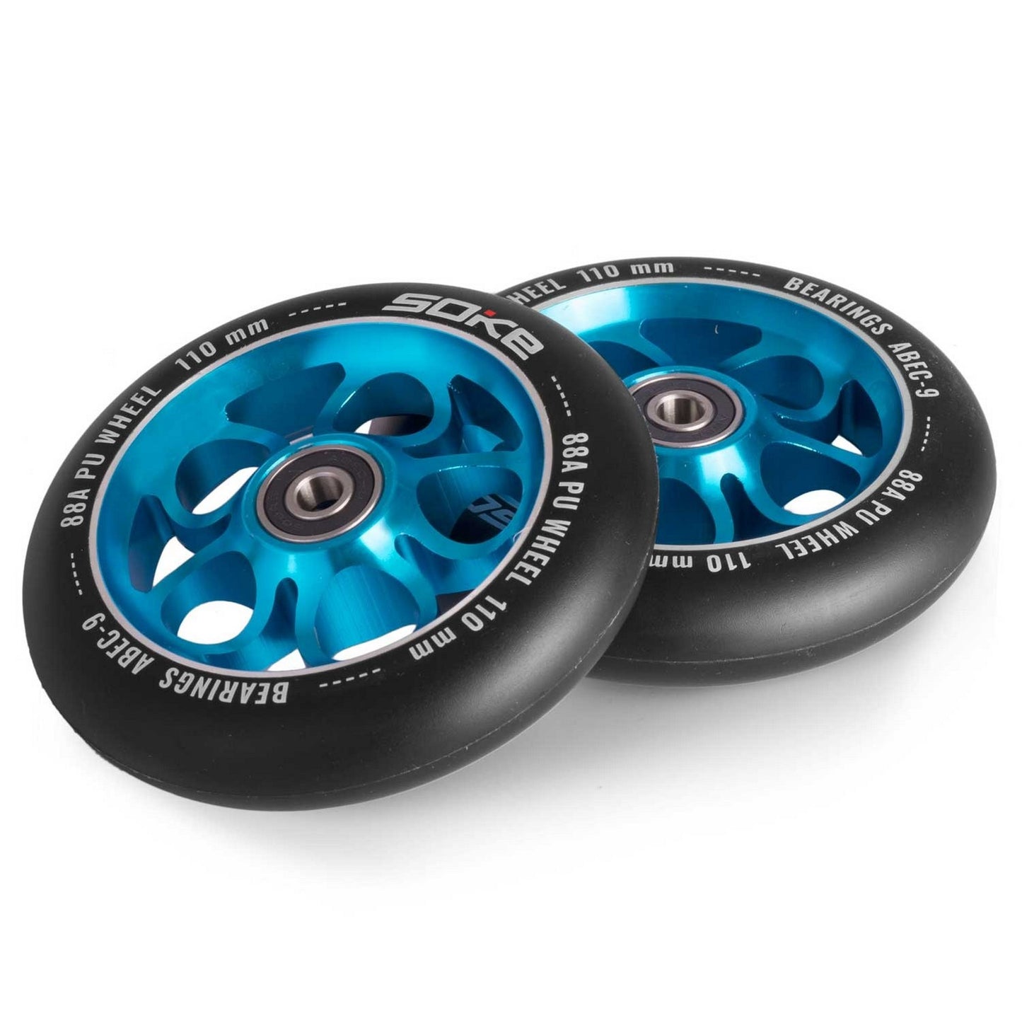 Blue 110 mm wheels for scooter, 2-pack