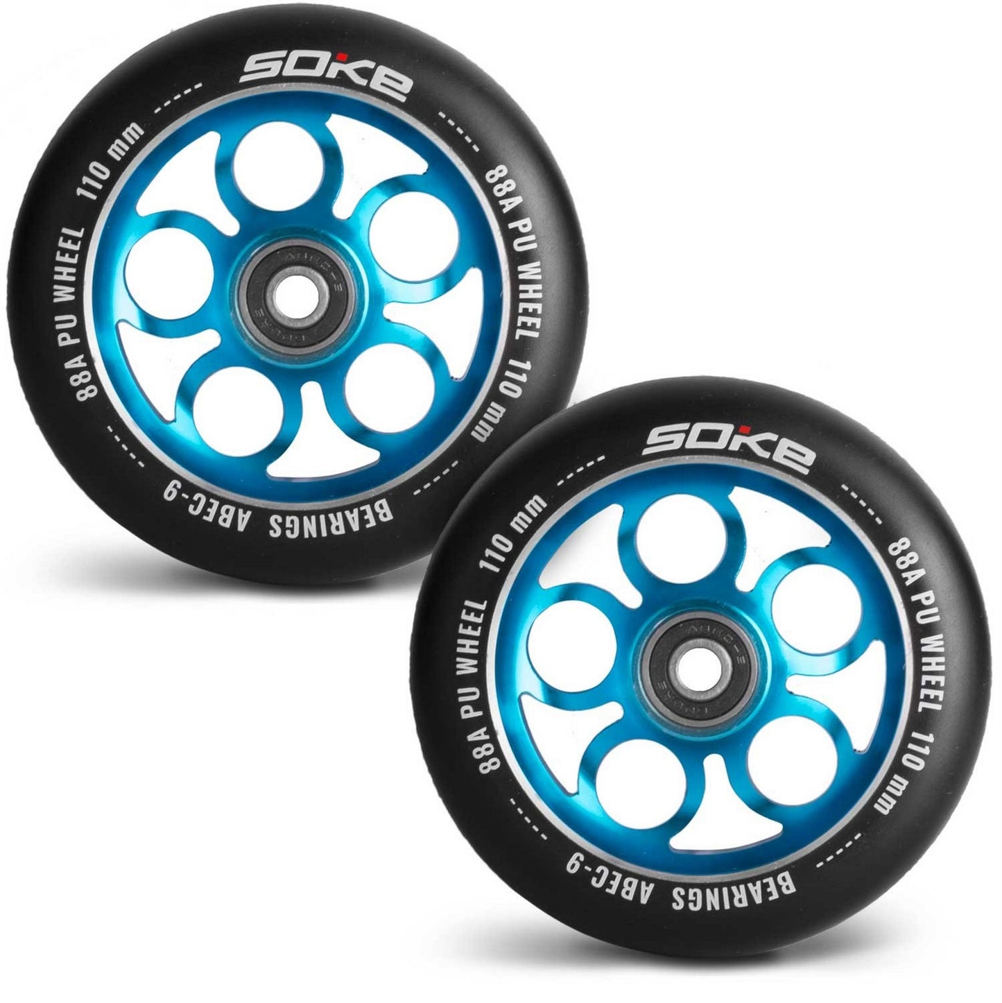 Blue 110 mm wheels for scooter, 2-pack