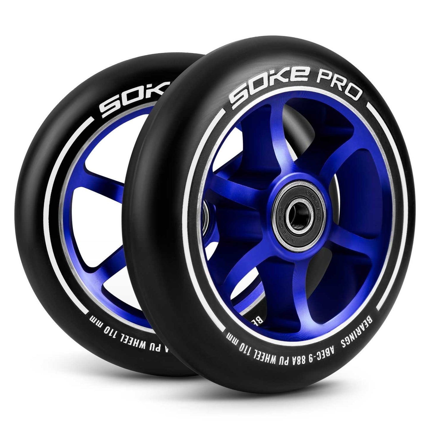 Blue 110 mm wheels for scooter, 2 pcs