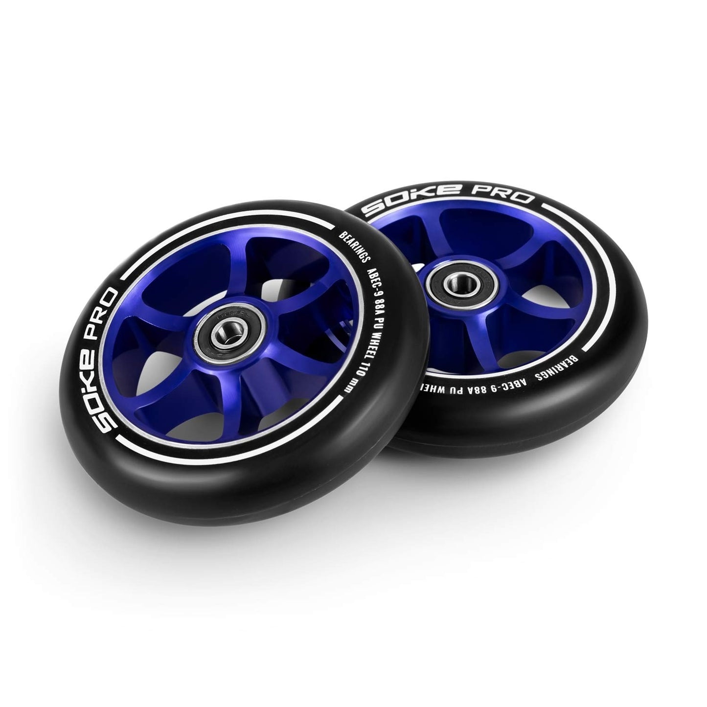 Blue 110 mm wheels for scooter, 2 pcs