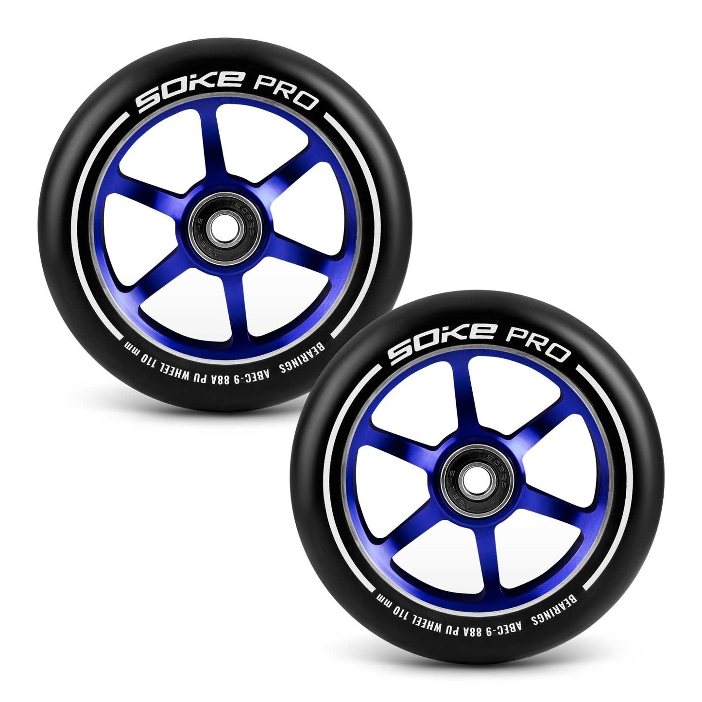 Blue 110 mm wheels for scooter, 2 pcs