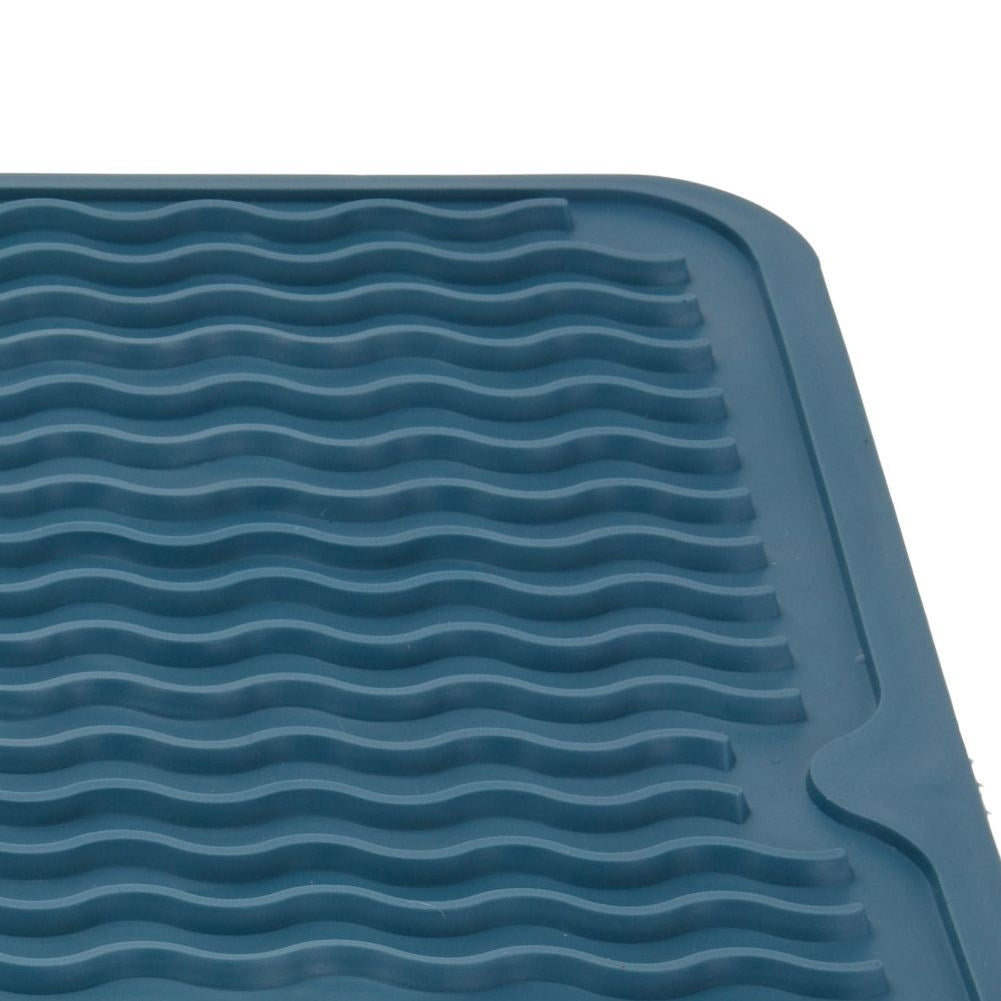 Blue rubber mat for dishes - easy to clean and organize